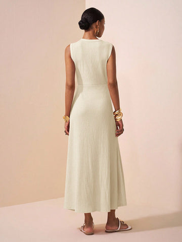 Textured Knitted Fabric Women's Long Dress