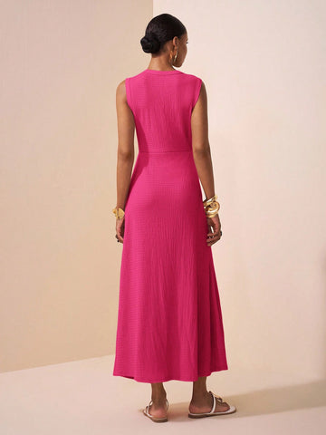 Textured Knitted Fabric Women's Long Dress