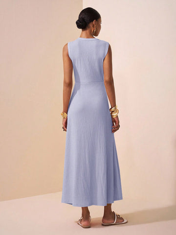 Textured Knitted Fabric Women's Long Dress