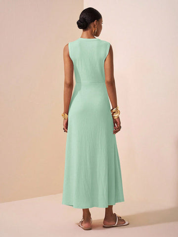 Textured Knitted Fabric Women's Long Dress