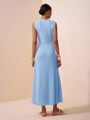 Textured Knitted Fabric Women's Long Dress