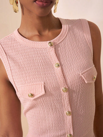 Textured Knitted Fabric Women's Long Dress