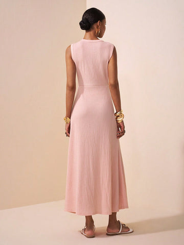 Textured Knitted Fabric Women's Long Dress