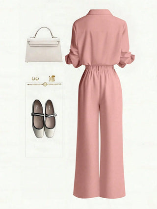 Single-Breasted Shirt & Casual Straight Leg Pants