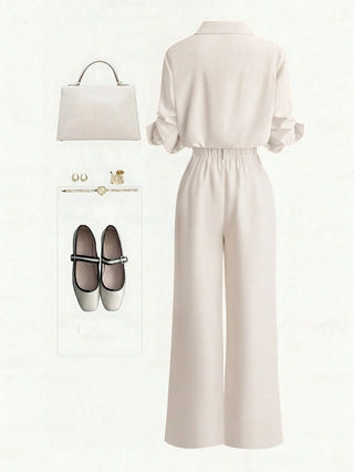 Single-Breasted Shirt & Casual Straight Leg Pants