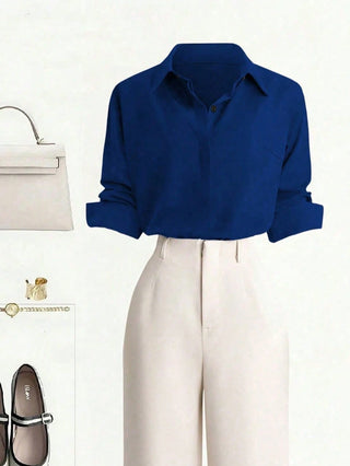 Casual Straight Leg Pants And Shirt