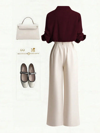 Single-Breasted Shirt & Casual Straight Leg Pants