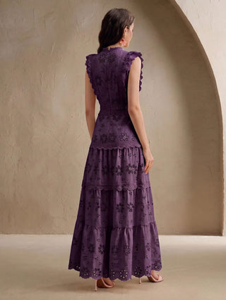 Multi-Layer Lace Stand Collar Cap Sleeve Yellow Dress