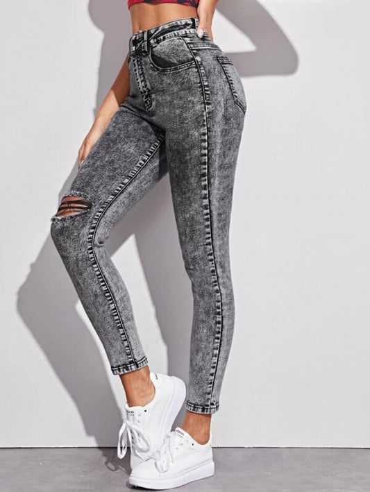 Acid Wash High-Waisted High Stretch Skinny Jeans