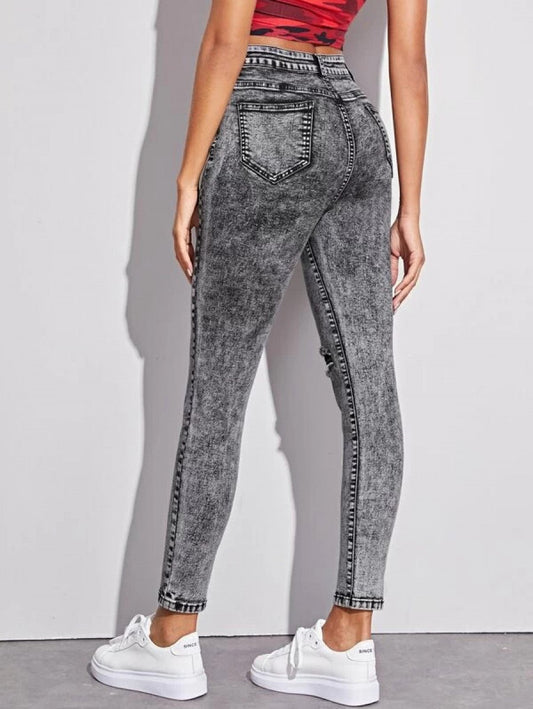 Acid Wash High-Waisted High Stretch Skinny Jeans
