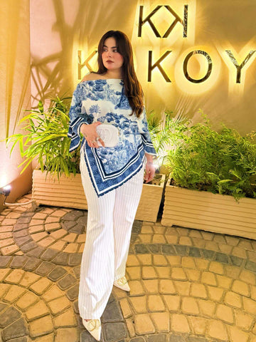 Batwing Sleeve Asymmetrical Hem Top