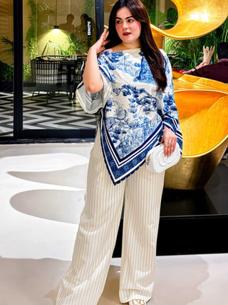 Batwing Sleeve Asymmetrical Hem Top