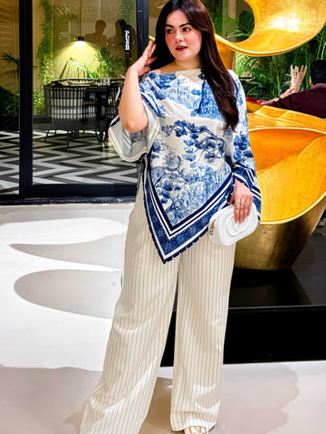 Batwing Sleeve Asymmetrical Hem Top