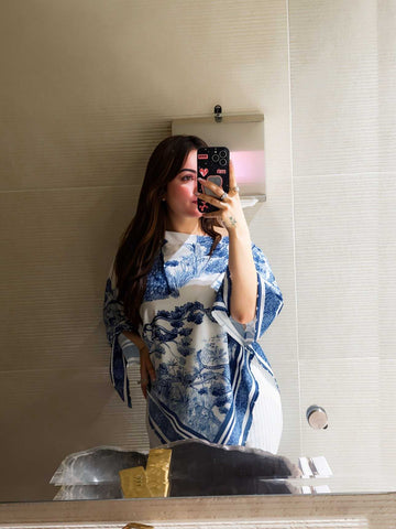 Batwing Sleeve Asymmetrical Hem Top