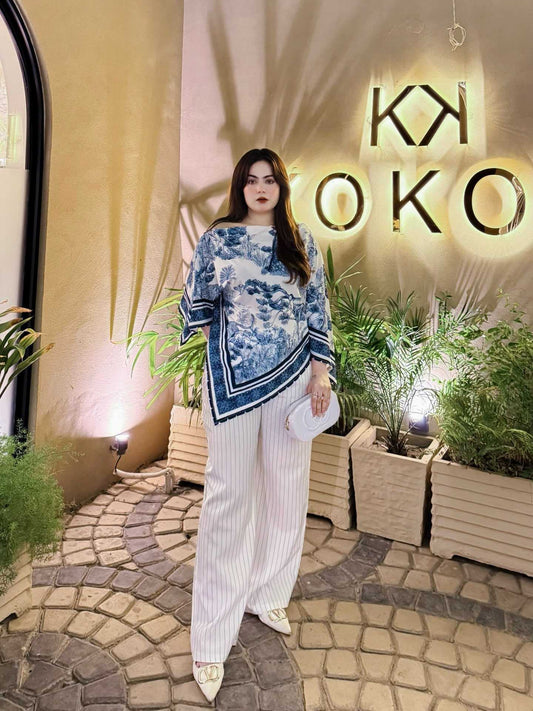 Batwing Sleeve Asymmetrical Hem Top