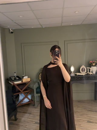 Elegant Hollow Collar Flared Maxi Dress
