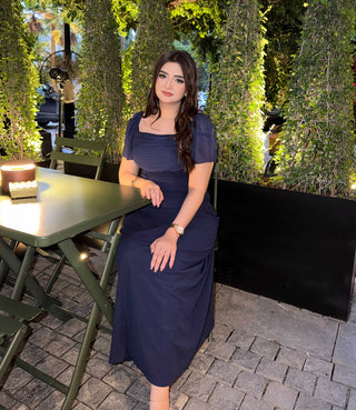 Square Neck cinched waist romantic dress