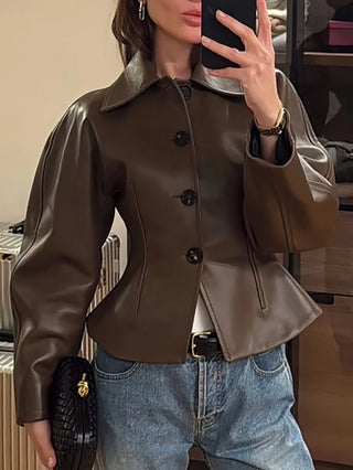 X-Silhouette Long Sleeve Leather Jacket