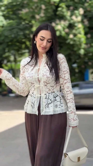 Elegant Semi-Sheer Lace Blouse