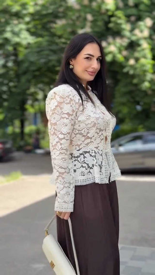 Elegant Semi-Sheer Lace Blouse