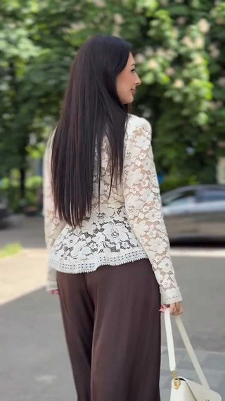 Elegant Semi-Sheer Lace Blouse