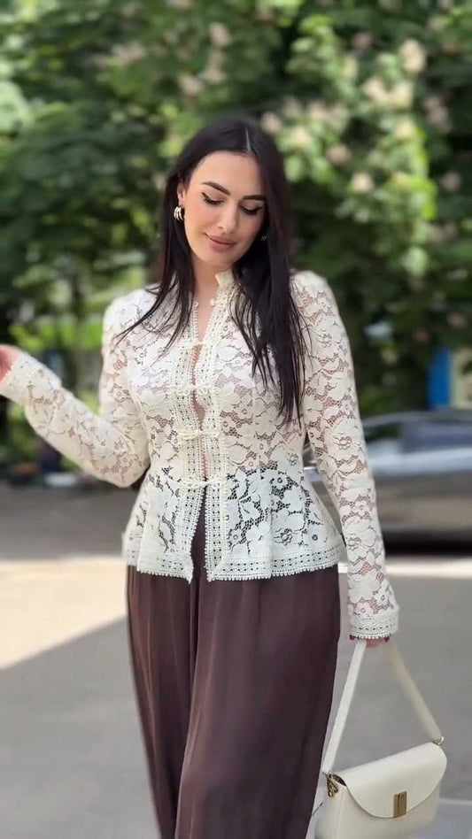 Elegant Semi-Sheer Lace Blouse