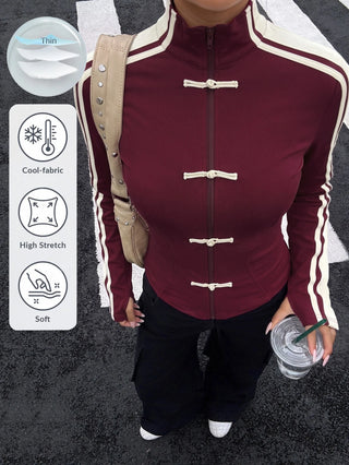 Cardigan With Ribbon And Frog Button Design