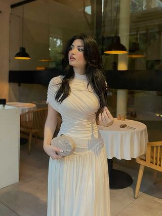 Round Neck ruched Elegant dress