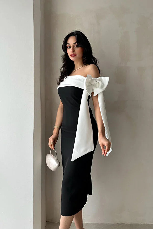 ALFUDO Moda Collection Brıanna Double Color Midi Dress
