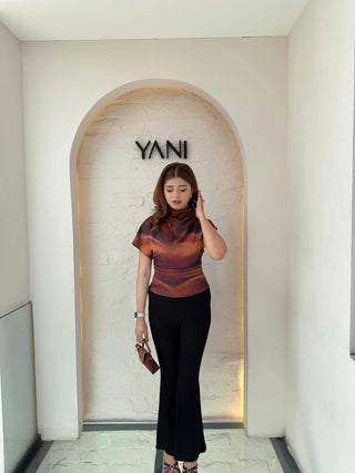 SXY Solid Rib Knit Flare Leg Pants