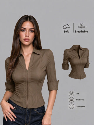 Short Sleeve V-Neck Blouse