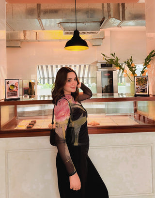 Long Sleeve Round Neck Mesh Top