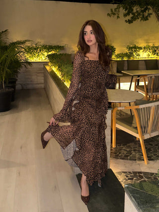 Leopard print Ruffle dress