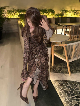 Leopard print Ruffle dress