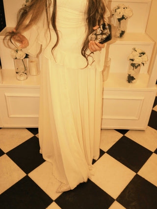 Flounced splice flare sleeve dress