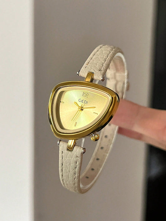 Women's New Gold Leather Strap Watch