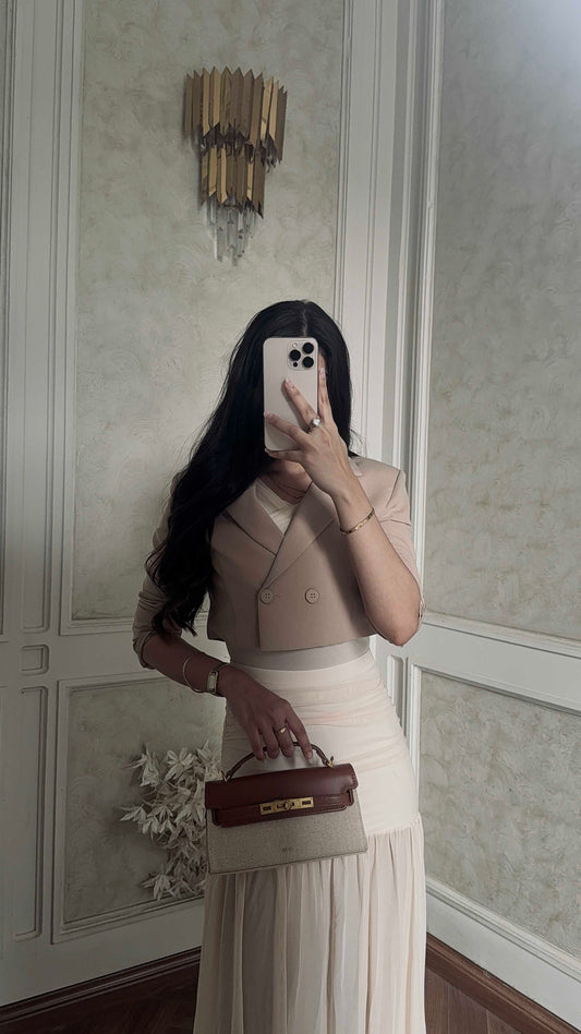 Beautiful cross top & ruched skirt
