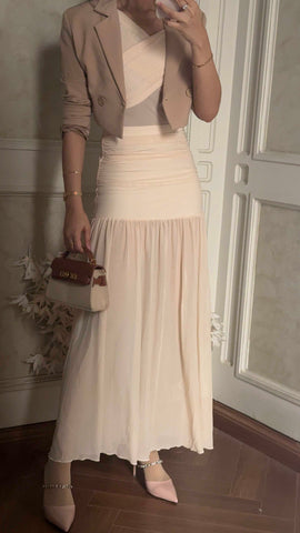 Beautiful cross top & ruched skirt