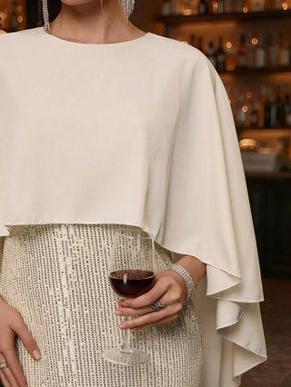 Sequin Panel Mermaid Hem Color Block Dress