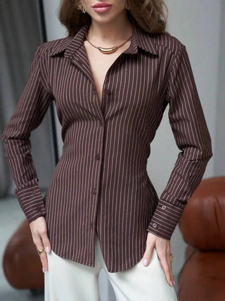 Fashionable Polyester Striped Shirt