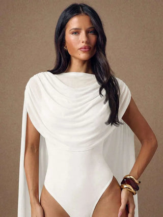 Round Neck Ribbon Fitted Bodysuit