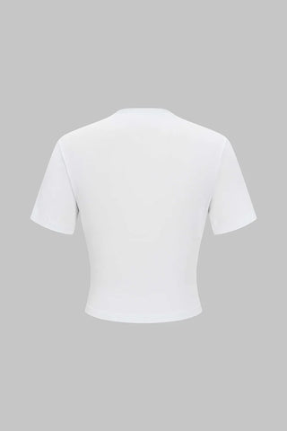 Mock Neck Ruched Short Sleeve T-Shirt