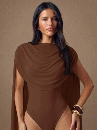 Round Neck Ribbon Fitted Bodysuit
