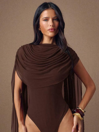 Round Neck Ribbon Fitted Bodysuit