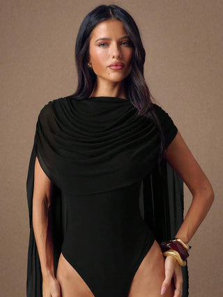 Round Neck Ribbon Fitted Bodysuit