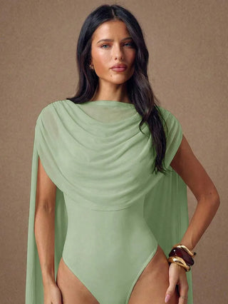 Round Neck Ribbon Fitted Bodysuit