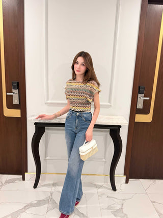Boho striped knit top