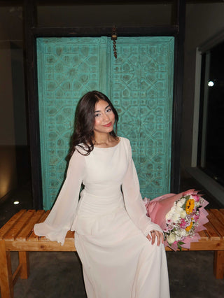 Falred Sleeve Ruffle hem maxi dress