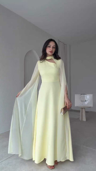 Elegant Hollow Collar flared maxi dress