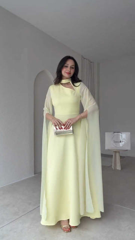 Elegant Hollow Collar flared maxi dress